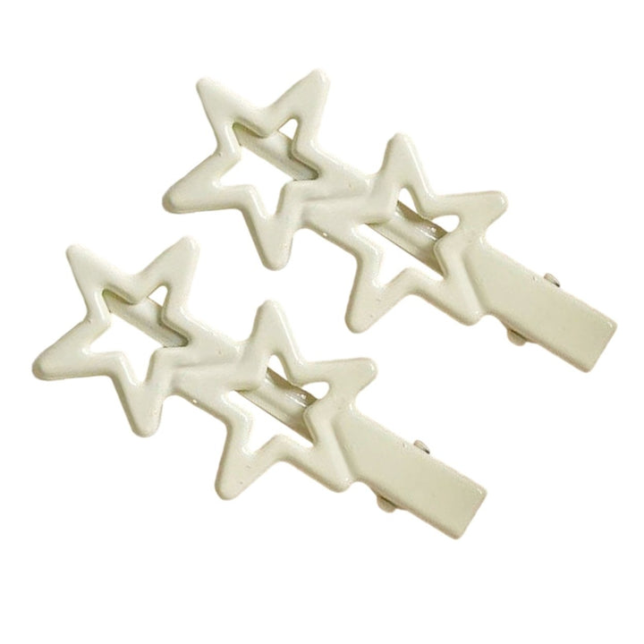 2 Pcs Star Hairpins Hollow Out Solid Color Duck Clip Sweet Style Anti-slip Elastic Lightweight Bangs Image 1