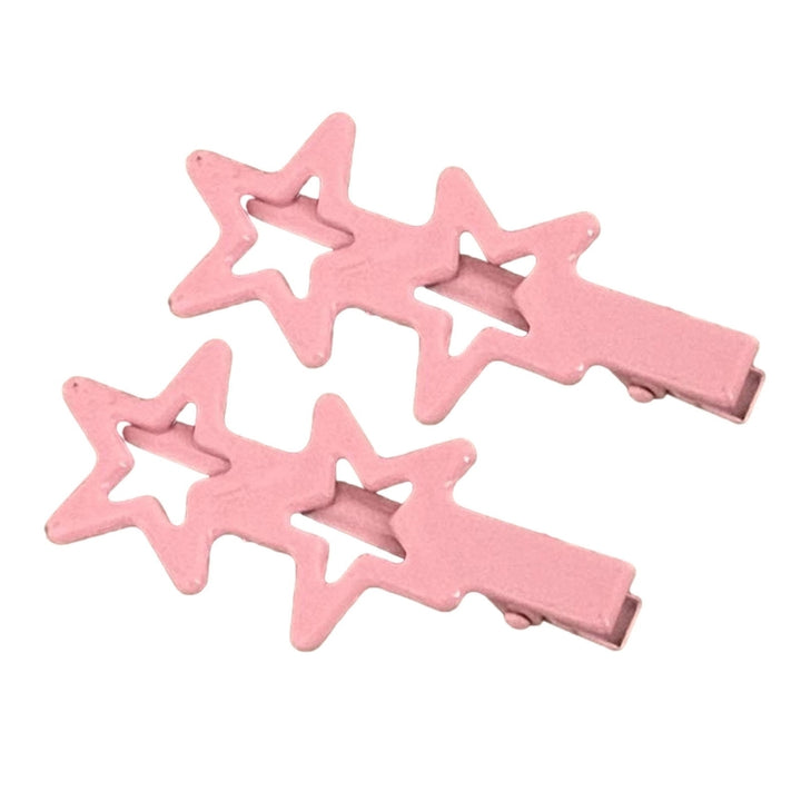 2 Pcs Star Hairpins Hollow Out Solid Color Duck Clip Sweet Style Anti-slip Elastic Lightweight Bangs Image 4