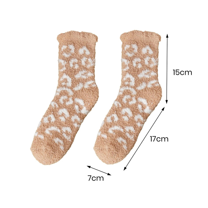 1 Pair Women Winter Socks Thick Coral Fleece Anti-slip Mid-tube Ankle Protection Warm Soft Elastic Color Matching Image 12