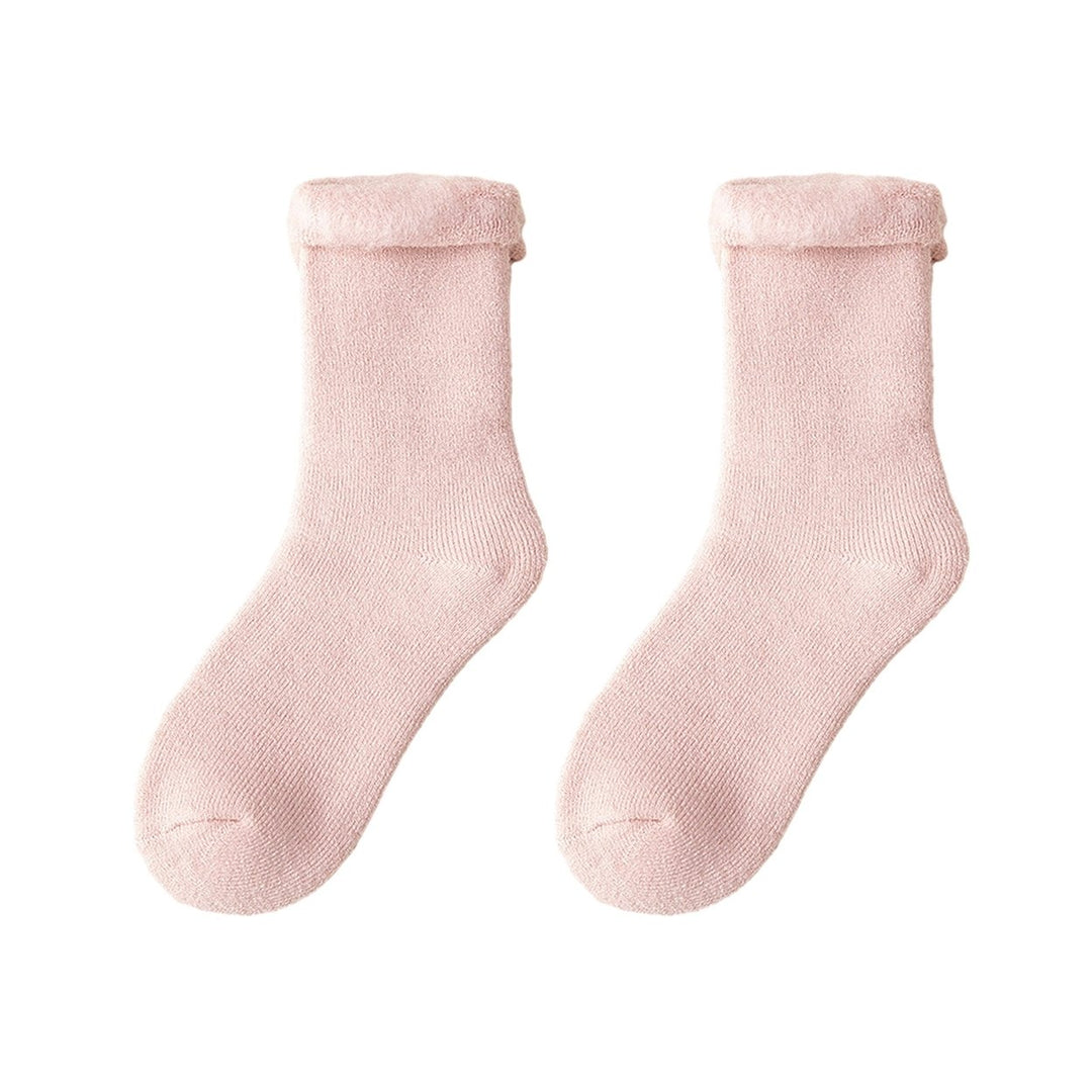 1 Pair Fall Winter Socks Mid-tube Solid Color Anti-slip Ankle Protection Anti-shrink Thick Warm High Elasticity No Odor Image 1