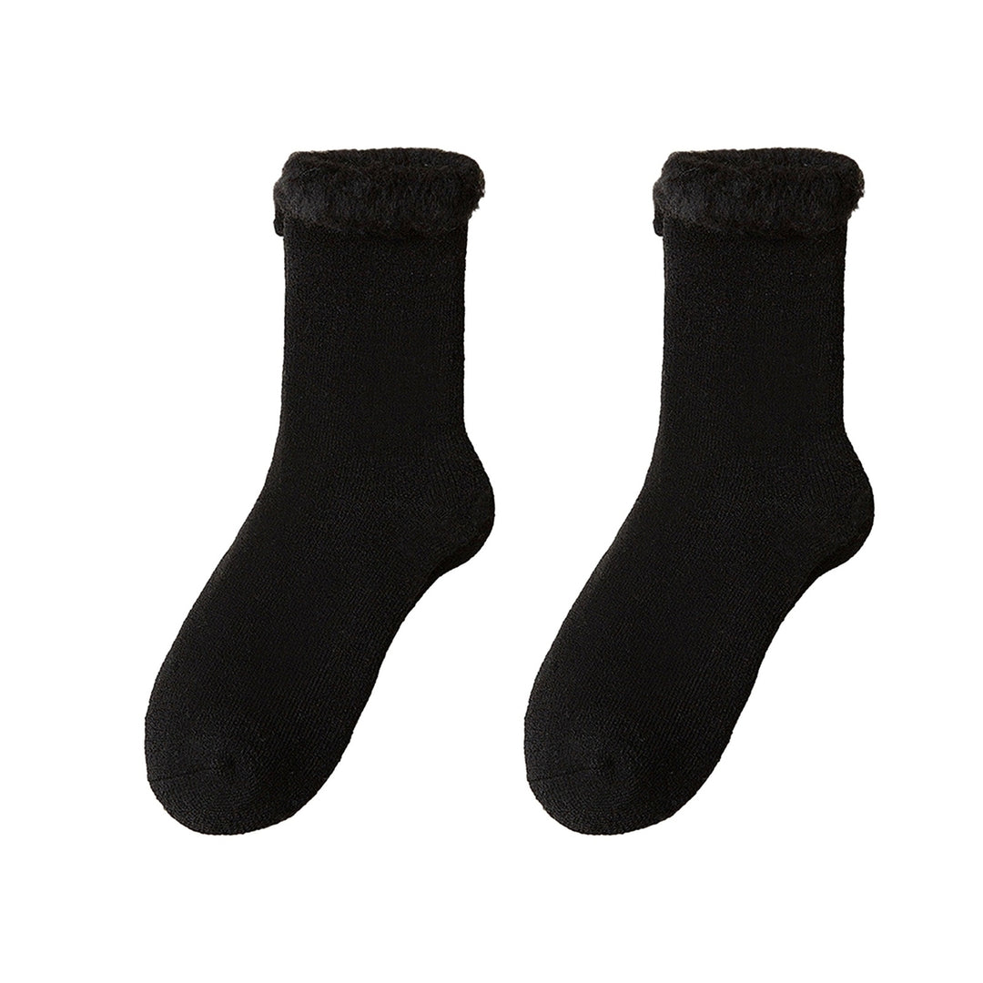 1 Pair Fall Winter Socks Mid-tube Solid Color Anti-slip Ankle Protection Anti-shrink Thick Warm High Elasticity No Odor Image 4