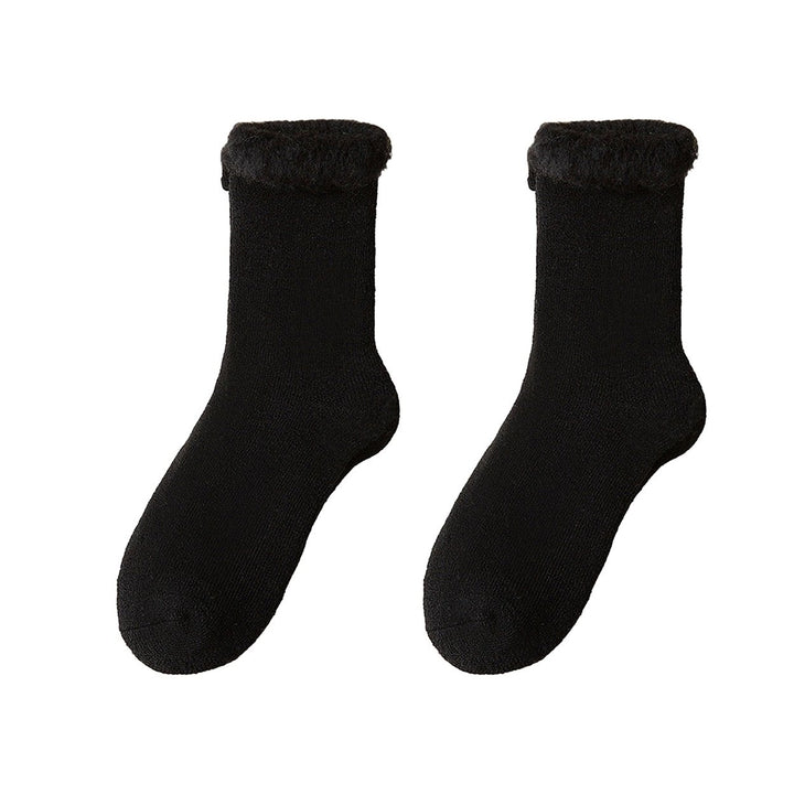 1 Pair Fall Winter Socks Mid-tube Solid Color Anti-slip Ankle Protection Anti-shrink Thick Warm High Elasticity No Odor Image 1