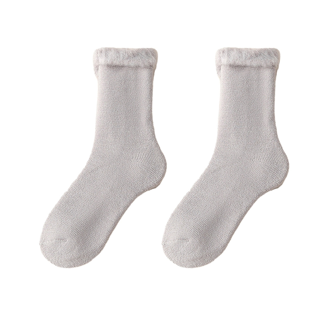 1 Pair Fall Winter Socks Mid-tube Solid Color Anti-slip Ankle Protection Anti-shrink Thick Warm High Elasticity No Odor Image 7