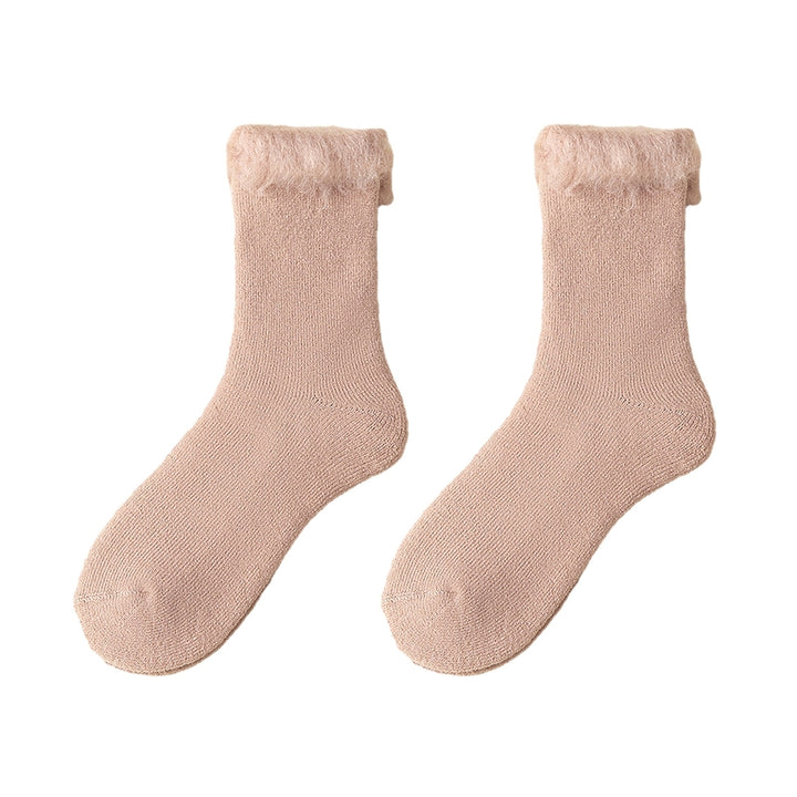 1 Pair Fall Winter Socks Mid-tube Solid Color Anti-slip Ankle Protection Anti-shrink Thick Warm High Elasticity No Odor Image 8