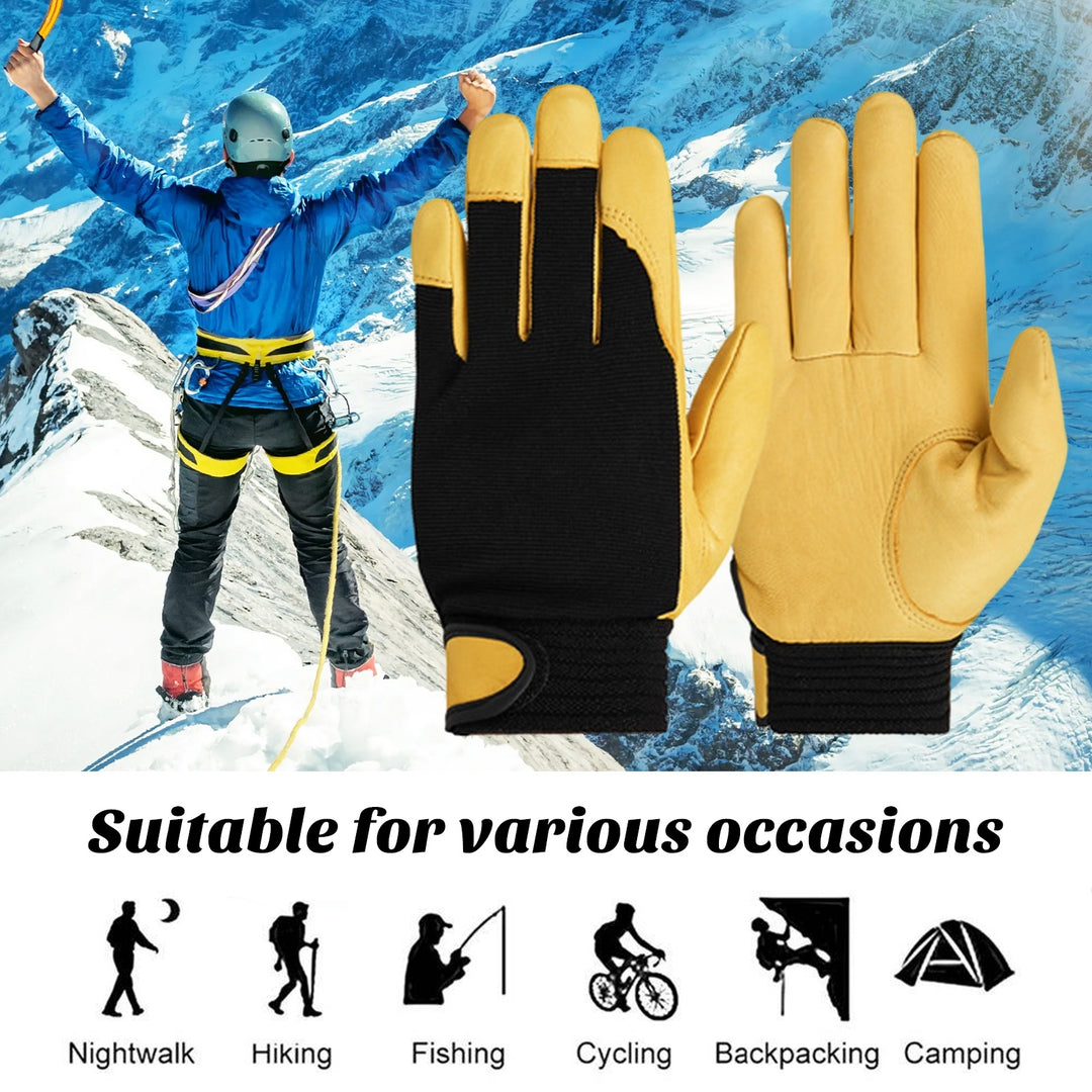 1 Pair Labor Gloves Adjustable Wrist Five Fingers Color Matching Thick Wear-resistant Safety Work Image 4