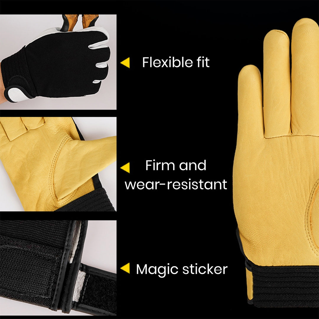 1 Pair Labor Gloves Adjustable Wrist Five Fingers Color Matching Thick Wear-resistant Safety Work Image 7