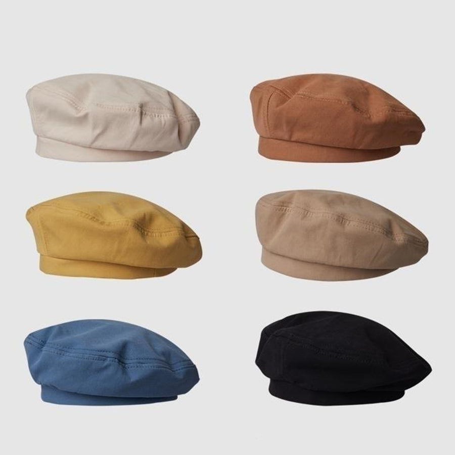 Women Autumn Solid Color Beret Hat Elastic Warm Octagonal Flat Hat Retro Artist Painter Hat Fashion Accessories Image 1