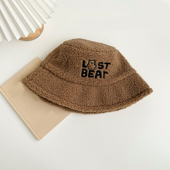 Girls Cute Autumn Winter Embroidery Letter Print Bucket Hat Imitation Lambswool Fisherman Hat Flat Top Warm Thick Basin Image 10