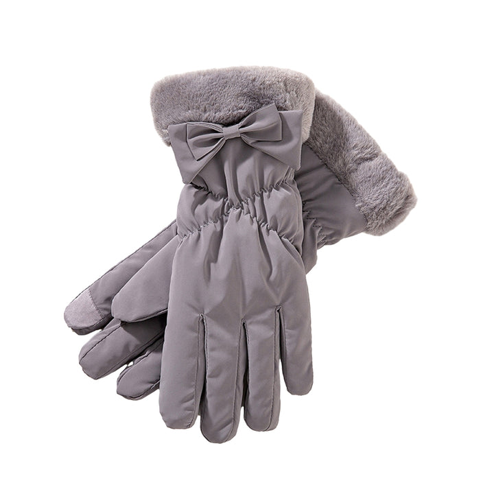 1 Pair Women Winter Cycling Gloves Thick Plush Windpoof Touch Screen Waterproof Warm Anti-slip Cute Embroidery Lady Image 3
