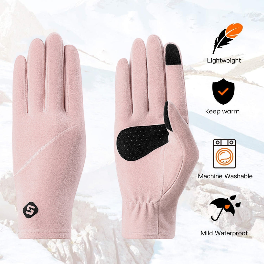 1 Pair Autumn Winter Touching Screen Gloves Anti-slip Palm Patchwork Color Women Gloves Elastic Cuffs Self Heating Image 10