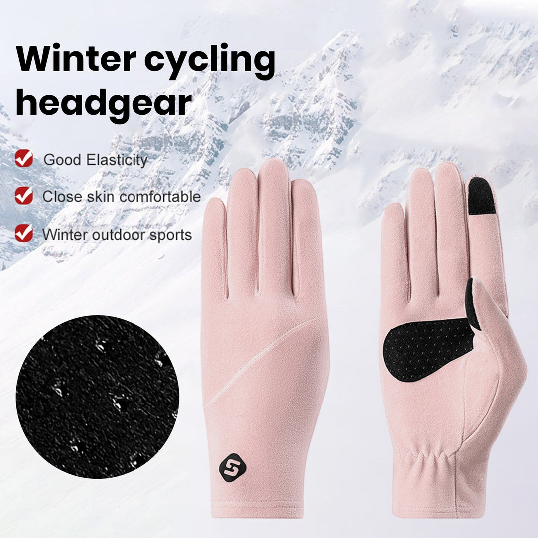 1 Pair Autumn Winter Touching Screen Gloves Anti-slip Palm Patchwork Color Women Gloves Elastic Cuffs Self Heating Image 11