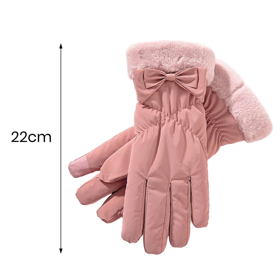 1 Pair Women Winter Cycling Gloves Thick Plush Windpoof Touch Screen Waterproof Warm Anti-slip Cute Embroidery Lady Image 9
