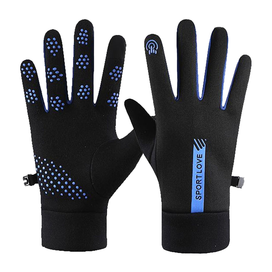 1 Pair Winter Gloves Splash-resistant Windproof Thick Plush Touch Screen Five Fingers Elastic Unisex Outdoor Cycling Image 3