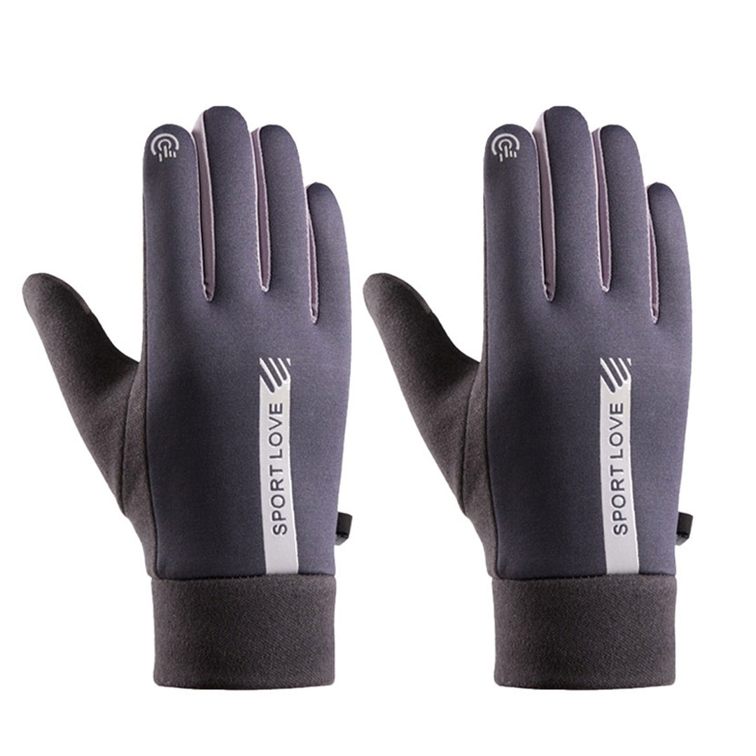 1 Pair Winter Gloves Splash-resistant Windproof Thick Plush Touch Screen Five Fingers Elastic Unisex Outdoor Cycling Image 6