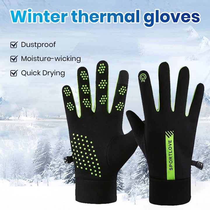 1 Pair Winter Gloves Splash-resistant Windproof Thick Plush Touch Screen Five Fingers Elastic Unisex Outdoor Cycling Image 7