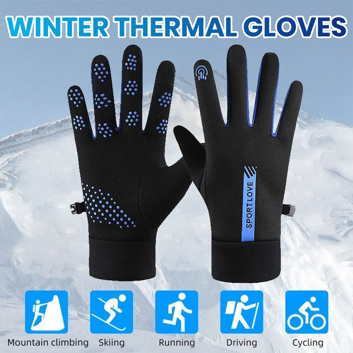 1 Pair Winter Gloves Splash-resistant Windproof Thick Plush Touch Screen Five Fingers Elastic Unisex Outdoor Cycling Image 8
