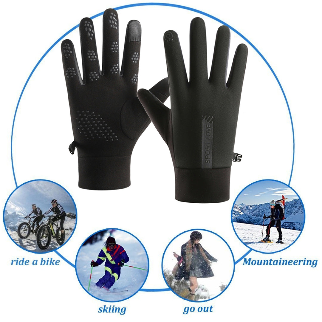 1 Pair Winter Gloves Splash-resistant Windproof Thick Plush Touch Screen Five Fingers Elastic Unisex Outdoor Cycling Image 9