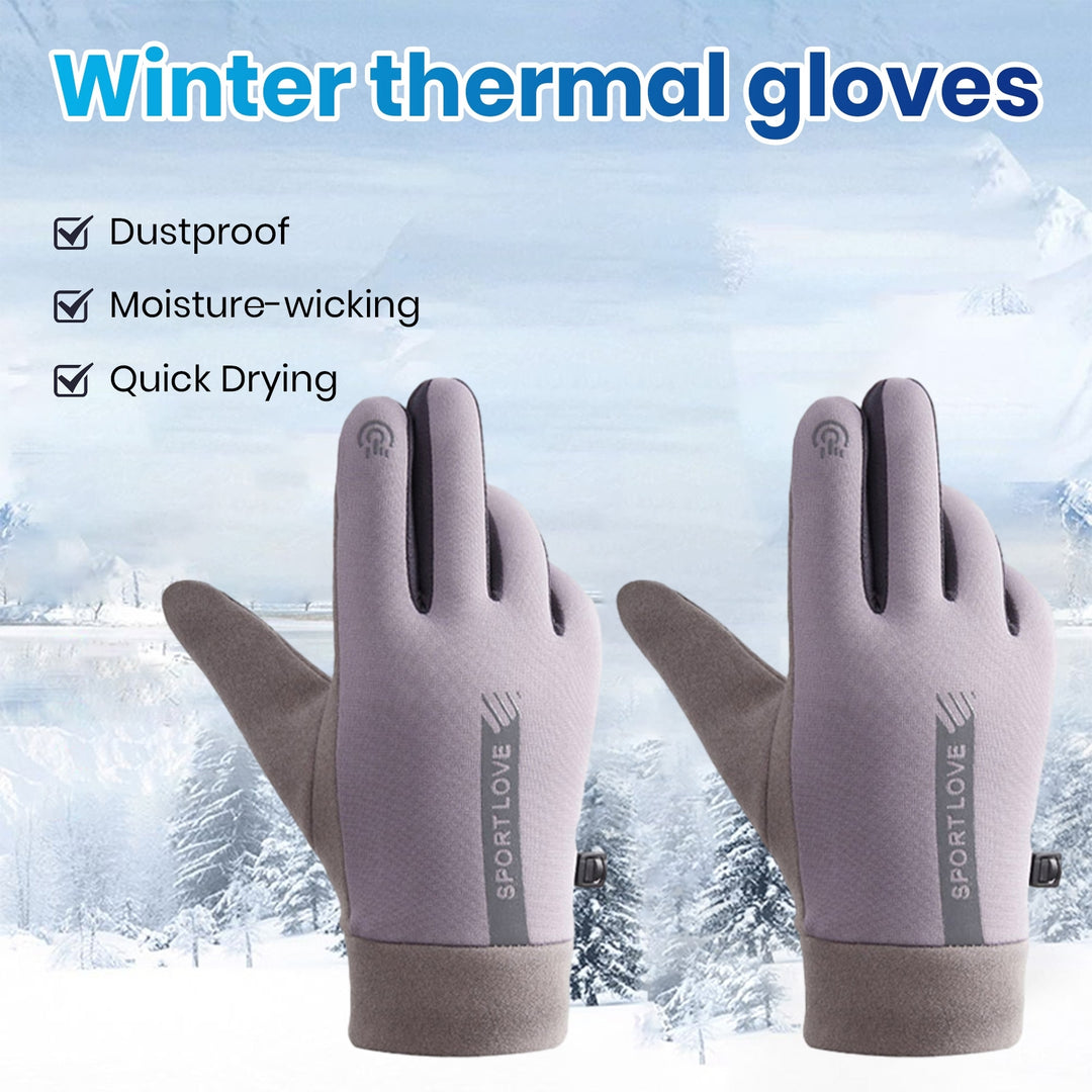 1 Pair Winter Gloves Splash-resistant Windproof Thick Plush Touch Screen Five Fingers Elastic Unisex Outdoor Cycling Image 11