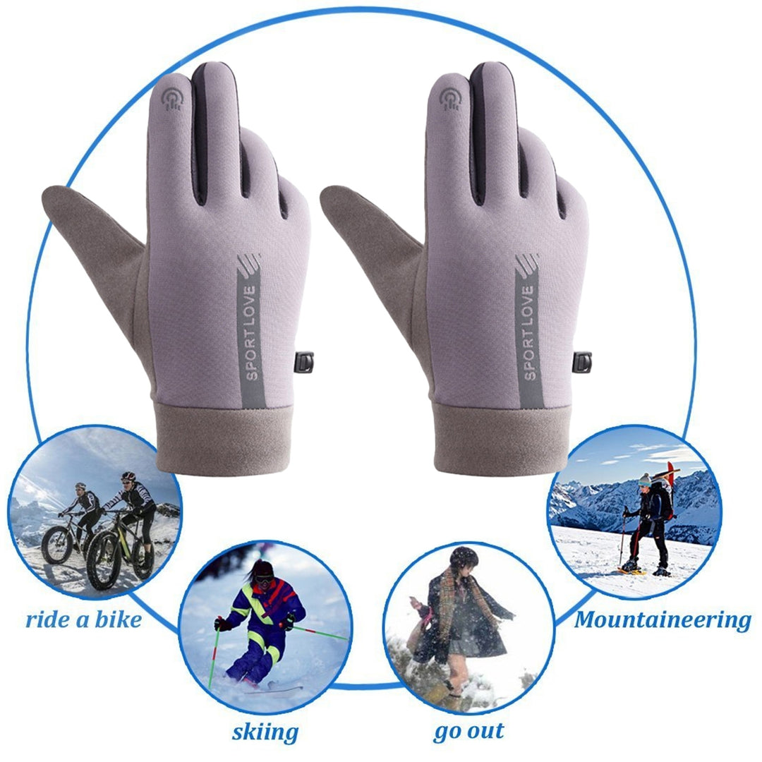 1 Pair Winter Gloves Splash-resistant Windproof Thick Plush Touch Screen Five Fingers Elastic Unisex Outdoor Cycling Image 12