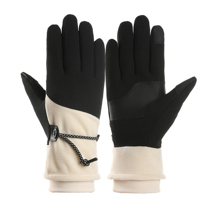 1 Pair Women Winter Outdoor Riding Gloves Touch Screen Fleece Lining Warm Gloves Windproof Waterproof Motorcycle Driving Image 2