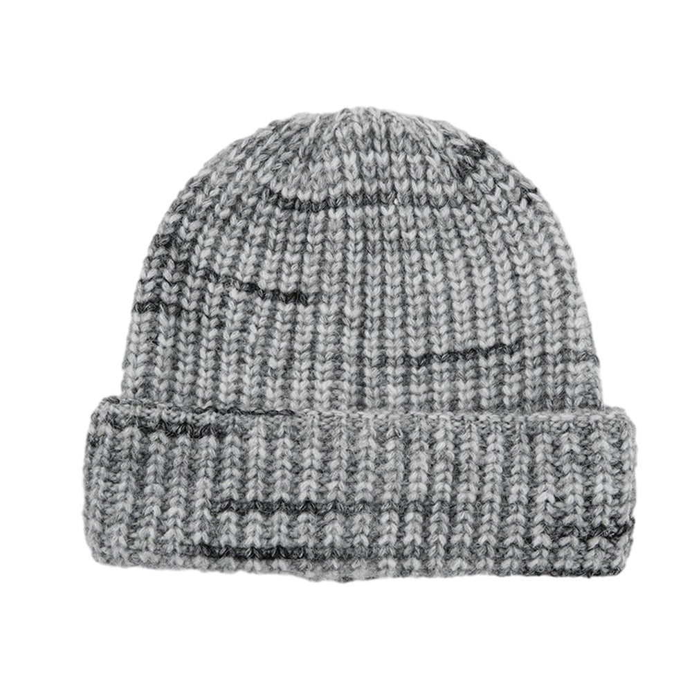 Unisex Winter Hat Striped Color Matching High Elasticity Knitted Soft Warm No Brim Anti-slip Dome Regular Fit Warm Image 2