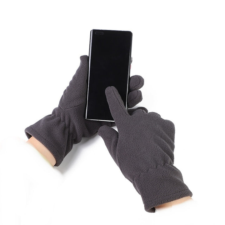 1 Pair Women Men Autumn Winter Gloves Warm Windproof Touch Screen Full Finger Mittens Polar Fleece Anti-slip Gloves Image 12