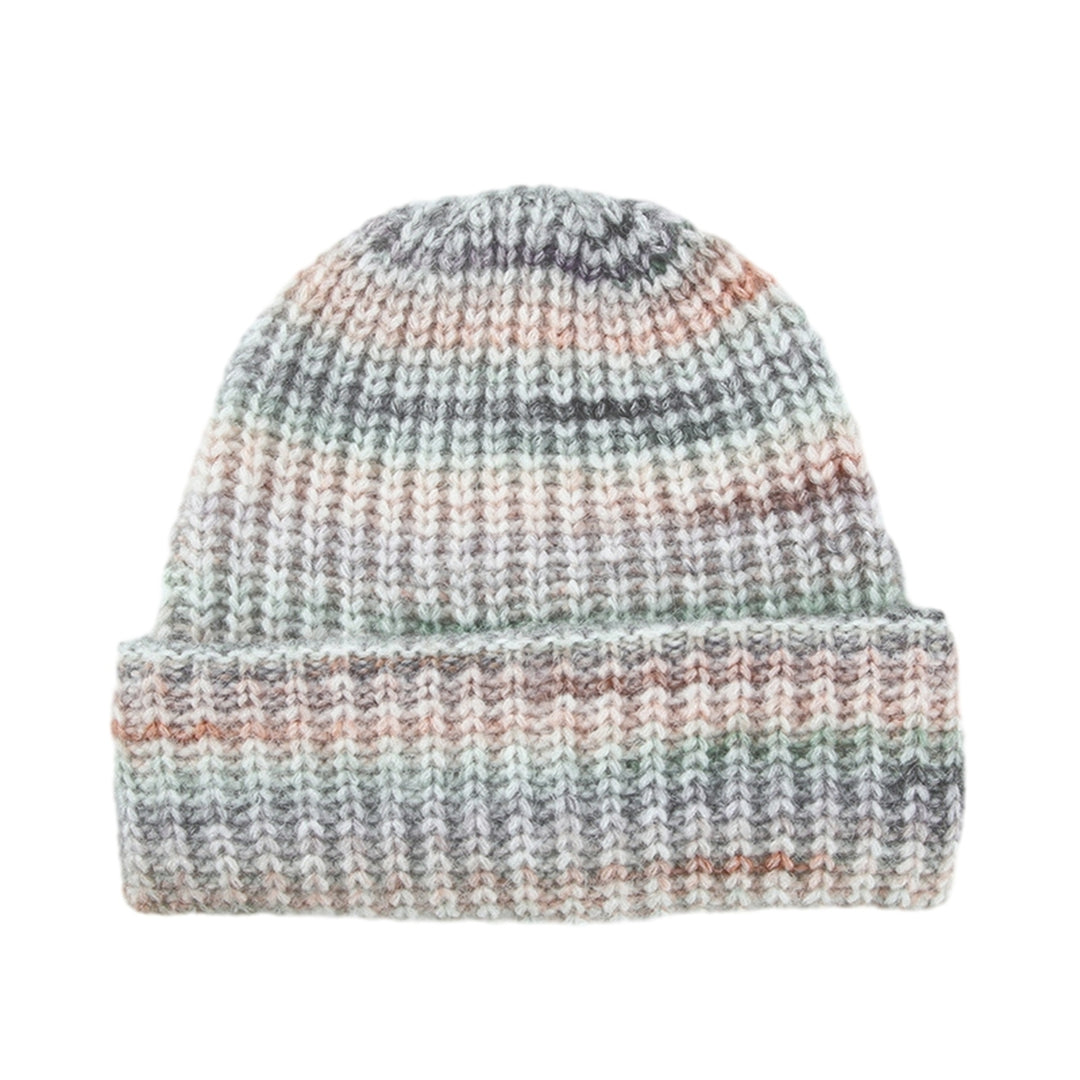 Unisex Winter Hat Striped Color Matching High Elasticity Knitted Soft Warm No Brim Anti-slip Dome Regular Fit Warm Image 4