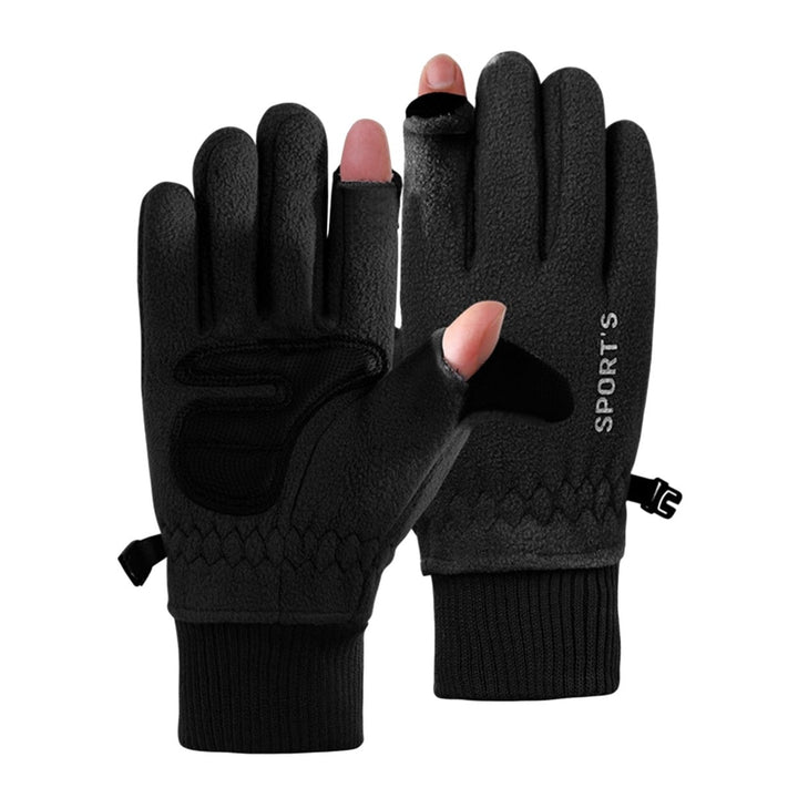 1 Pair Winter Cycling Gloves Great Friction Palm Anti-slip Touch Screen Five Fingers Thick Warm Image 1