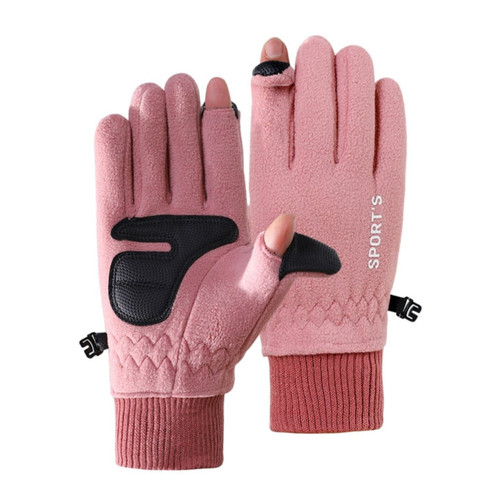 1 Pair Winter Cycling Gloves Great Friction Palm Anti-slip Touch Screen Five Fingers Thick Warm Image 1