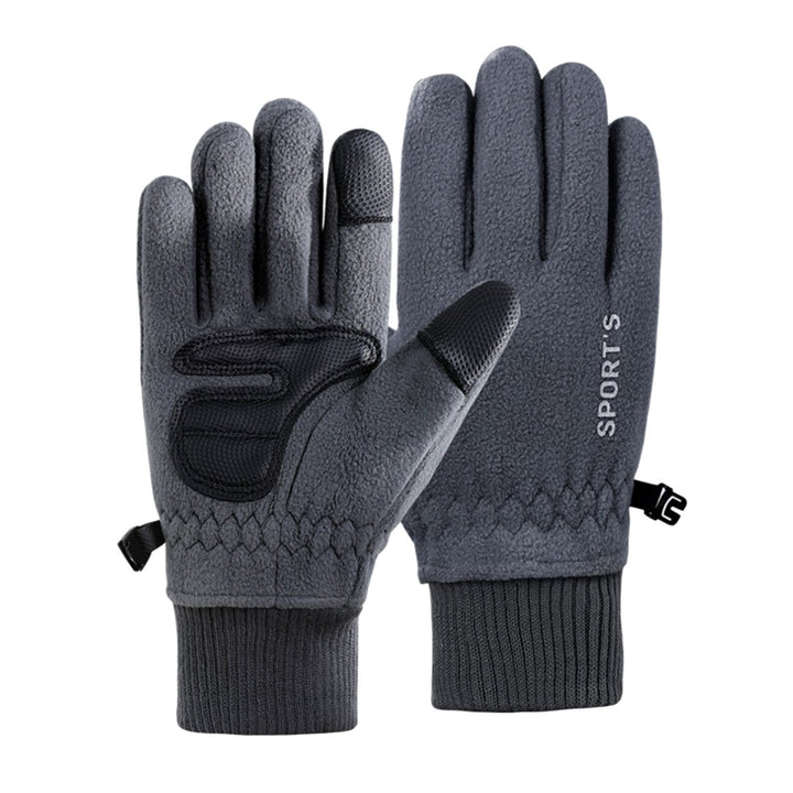 1 Pair Winter Cycling Gloves Great Friction Palm Anti-slip Touch Screen Five Fingers Thick Warm Image 1