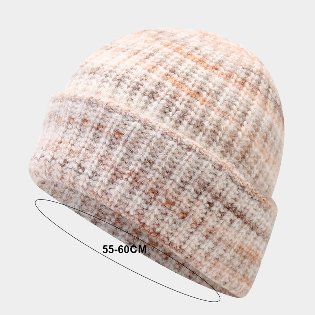 Unisex Winter Hat Striped Color Matching High Elasticity Knitted Soft Warm No Brim Anti-slip Dome Regular Fit Warm Image 11