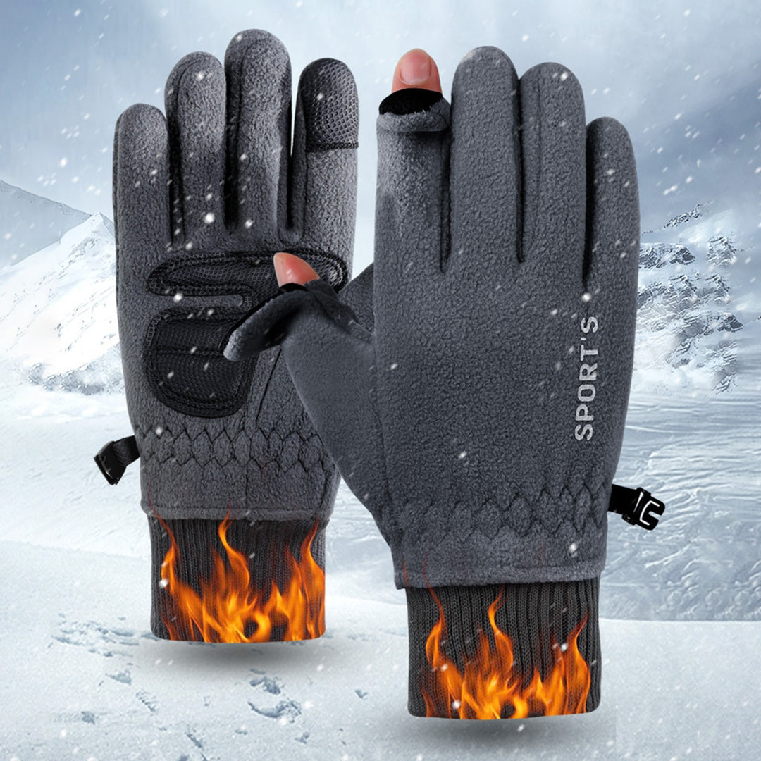 1 Pair Winter Cycling Gloves Great Friction Palm Anti-slip Touch Screen Five Fingers Thick Warm Image 9