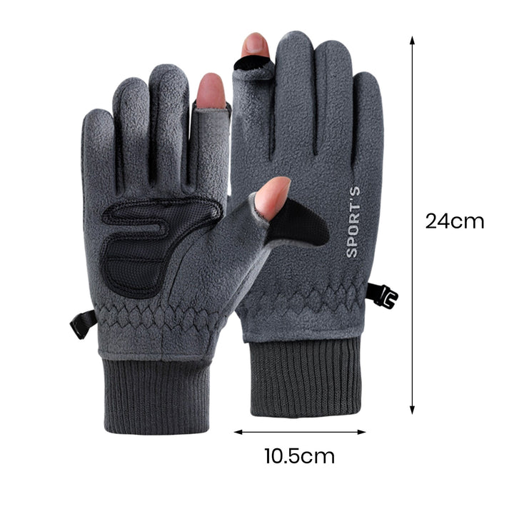 1 Pair Winter Cycling Gloves Great Friction Palm Anti-slip Touch Screen Five Fingers Thick Warm Image 11