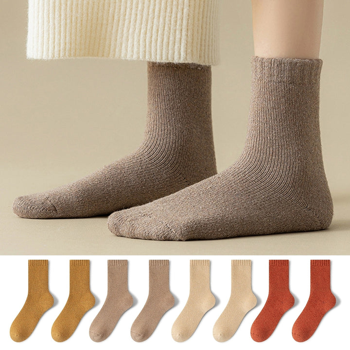 1 Pair Fall Winter Socks Mid-tube Solid Color Anti-slip Ankle Protection Thick Warm High Elasticity No Odor Soft Unisex Image 1