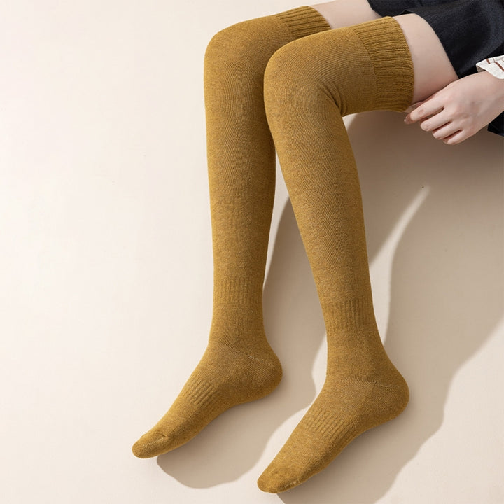 1 Pair Women Winter Stockings Solid Color Thick Warm Soft High Elasticity Anti-slip Cold Resistant Image 12