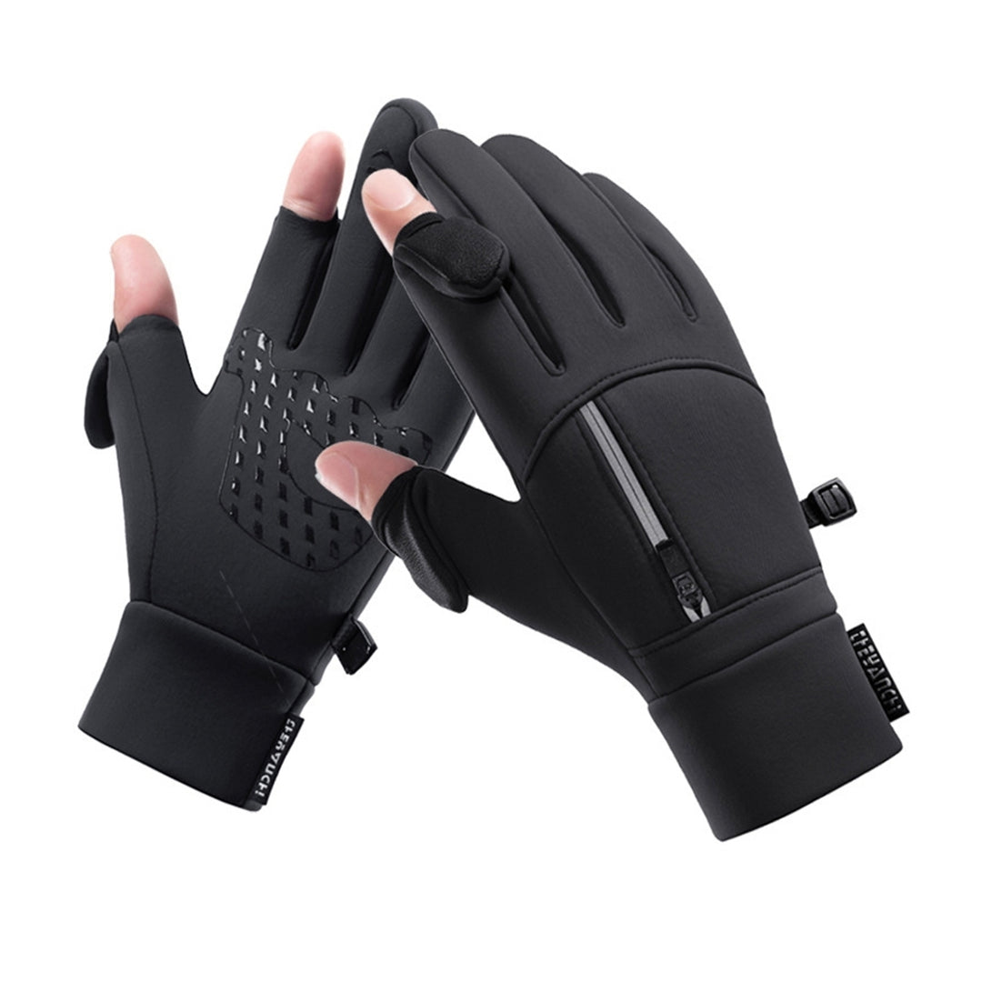 1 Pair Winter Cycling Gloves Great Friction Particle Palm Finger-flip Touch Screen Unisex Soft Gloves Image 4
