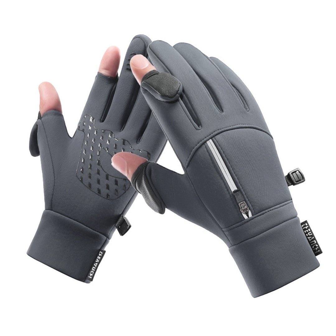 1 Pair Winter Cycling Gloves Great Friction Particle Palm Finger-flip Touch Screen Unisex Soft Gloves Image 4