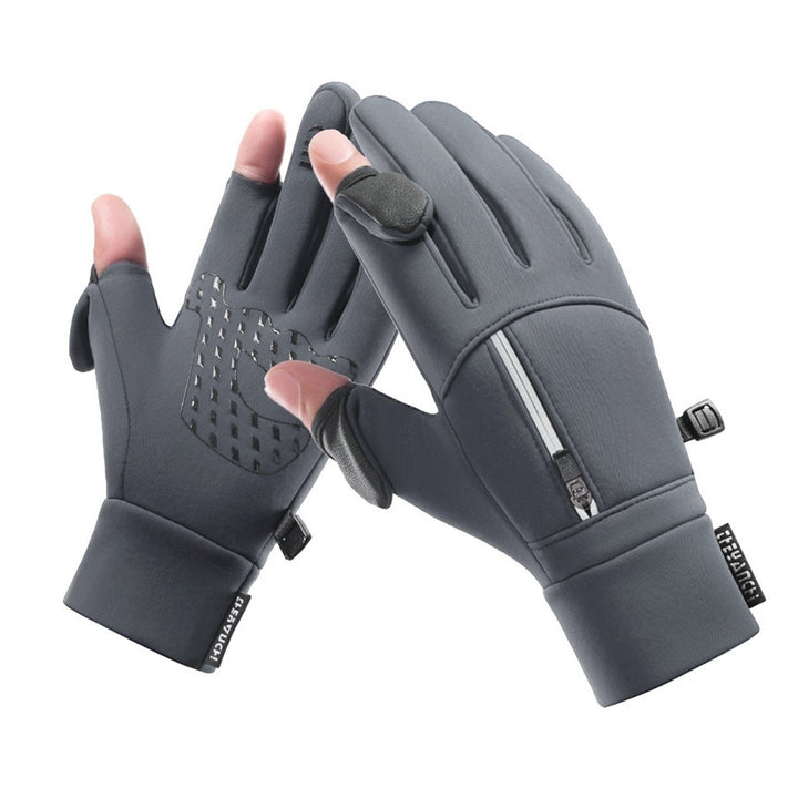 1 Pair Winter Cycling Gloves Great Friction Particle Palm Finger-flip Touch Screen Unisex Soft Gloves Image 1