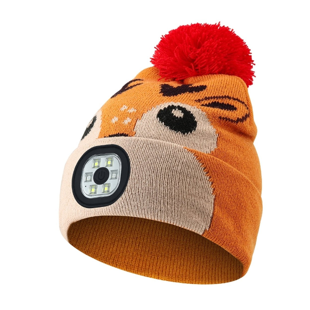 Children Knitted Hat with Removable LED Light Adjustable Brightness Quick Winter Warmth Super Soft Acrylic Blend Image 1