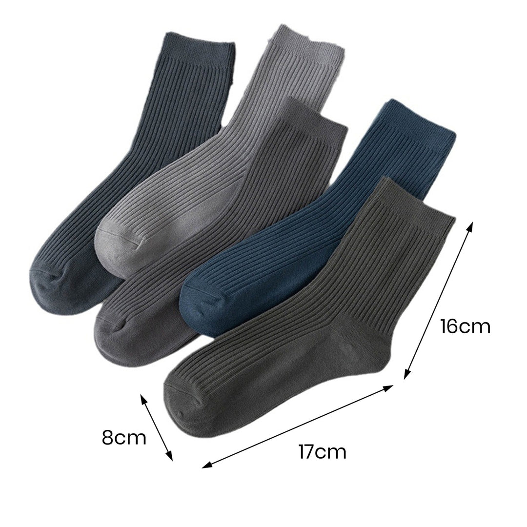 1 Pair Men Winter Socks Solid Color Striped High Elasticity Knitted Soft Warm Anti-slip Breathable Mid-tube Ankle Image 6