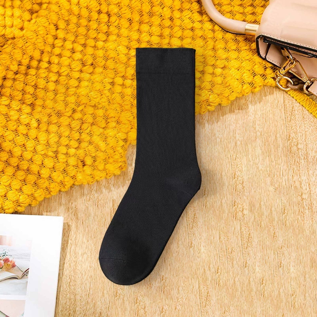 2 Pairs Winter Fall Socks Mid-tube Solid Color Soft Anti-slip Warm Ankle Protection High Elasticity No Odor Breathable Image 11