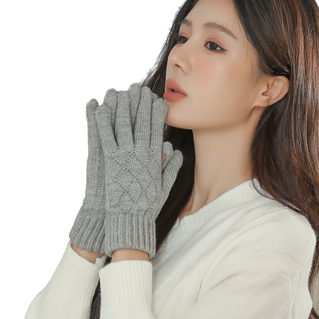 1 Pair Chic Minimalistic Knitted Gloves Warm Stylish Gift Winter Cold Proof Thickened Design Solid Color Gloves Image 1