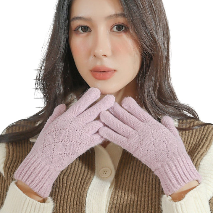 1 Pair Chic Minimalistic Knitted Gloves Warm Stylish Gift Winter Cold Proof Thickened Design Solid Color Gloves Image 1