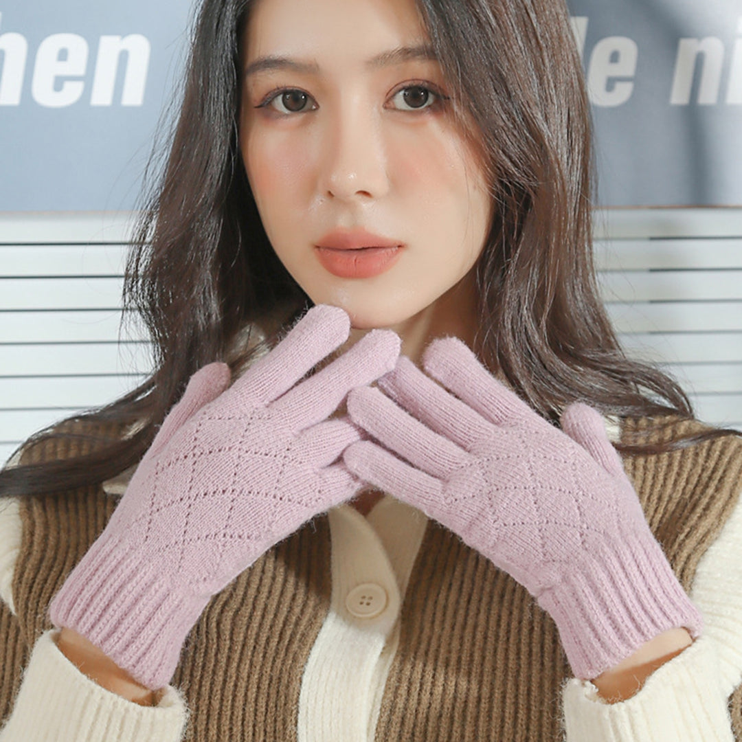 1 Pair Chic Minimalistic Knitted Gloves Warm Stylish Gift Winter Cold Proof Thickened Design Solid Color Gloves Image 8