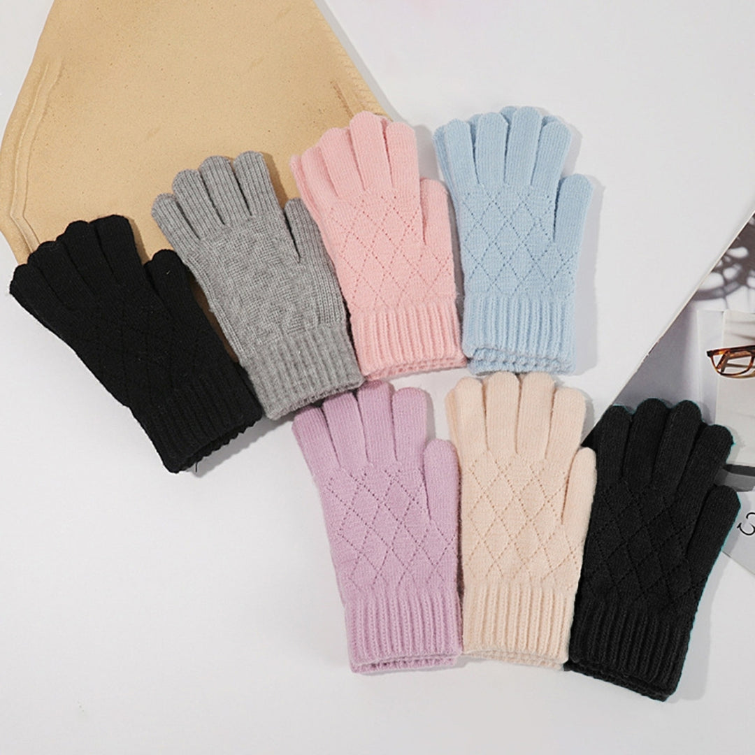 1 Pair Chic Minimalistic Knitted Gloves Warm Stylish Gift Winter Cold Proof Thickened Design Solid Color Gloves Image 12