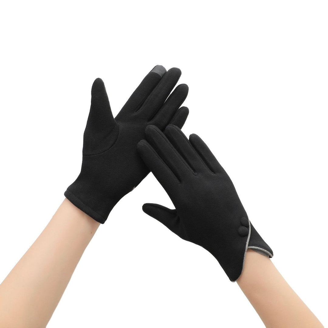 1 Pair Winter Warm Gloves for Women Solid Color Touch Screen Five Finger Gloves Windproof Thickened Image 1