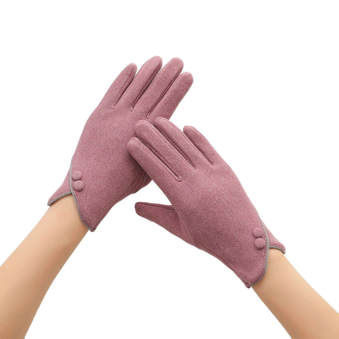 1 Pair Winter Warm Gloves for Women Solid Color Touch Screen Five Finger Gloves Windproof Thickened Image 4