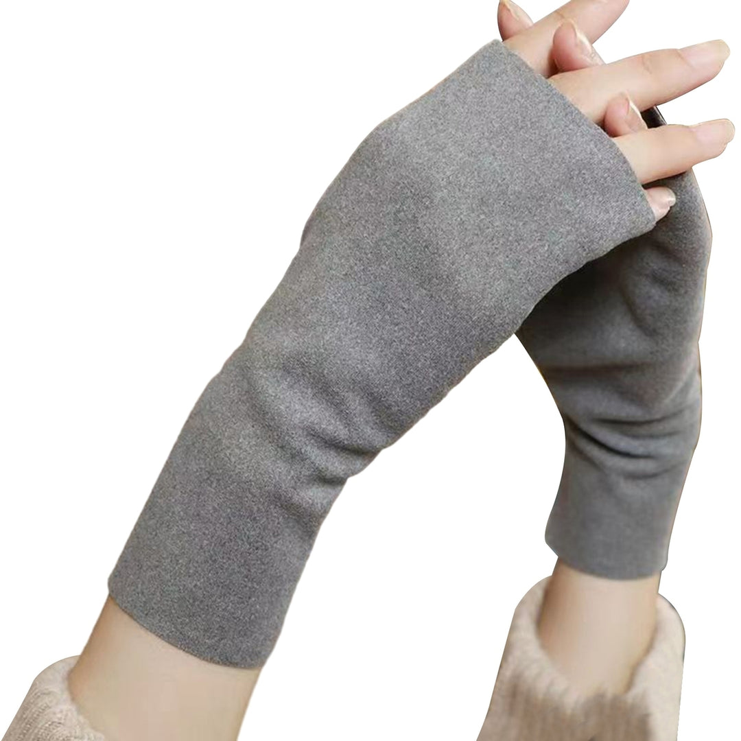 1 Pair Cozy Touch Screen Gloves Warmth Style Autumn Self-heating Half-finger Design Gloves for Winter Gift Image 4