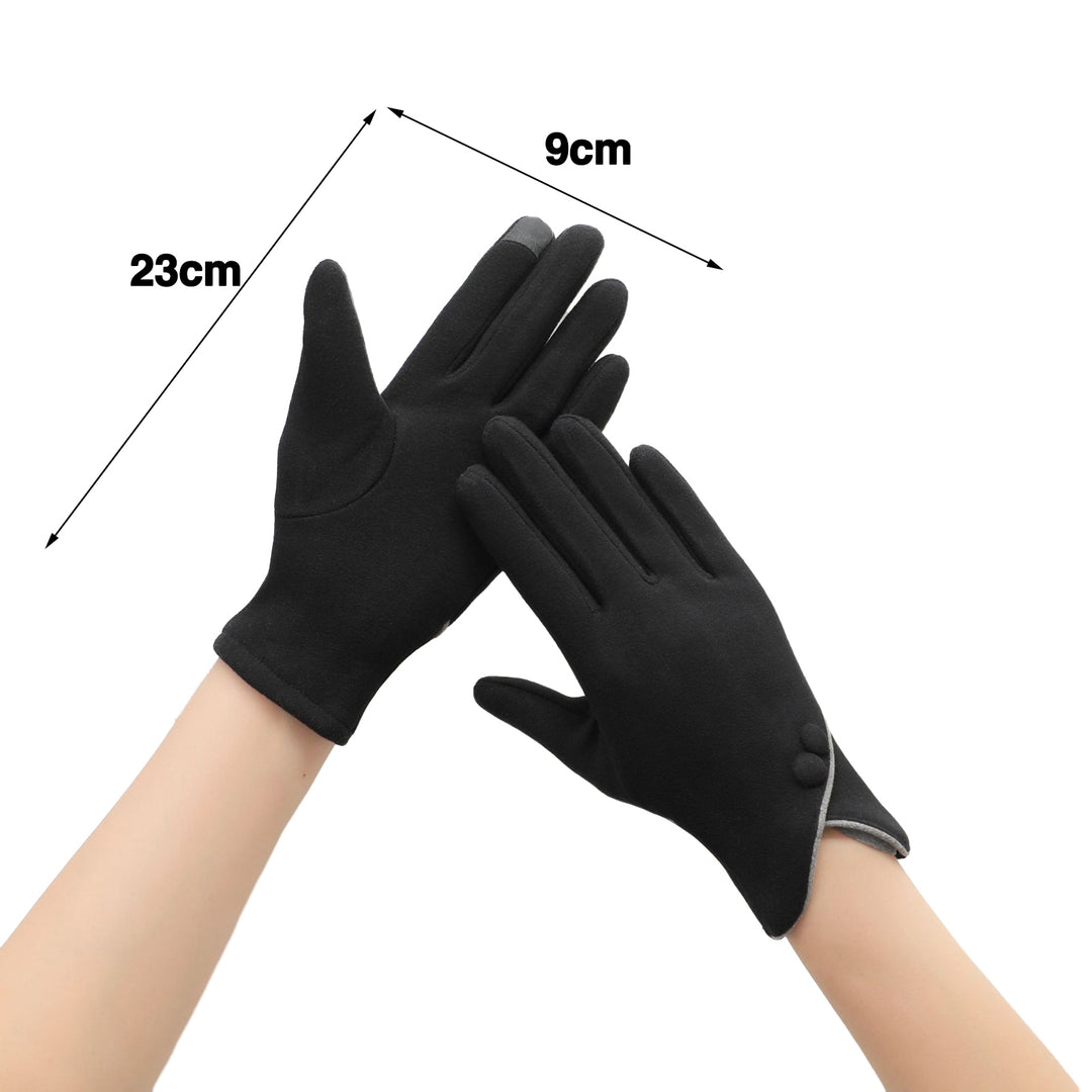 1 Pair Winter Warm Gloves for Women Solid Color Touch Screen Five Finger Gloves Windproof Thickened Image 10
