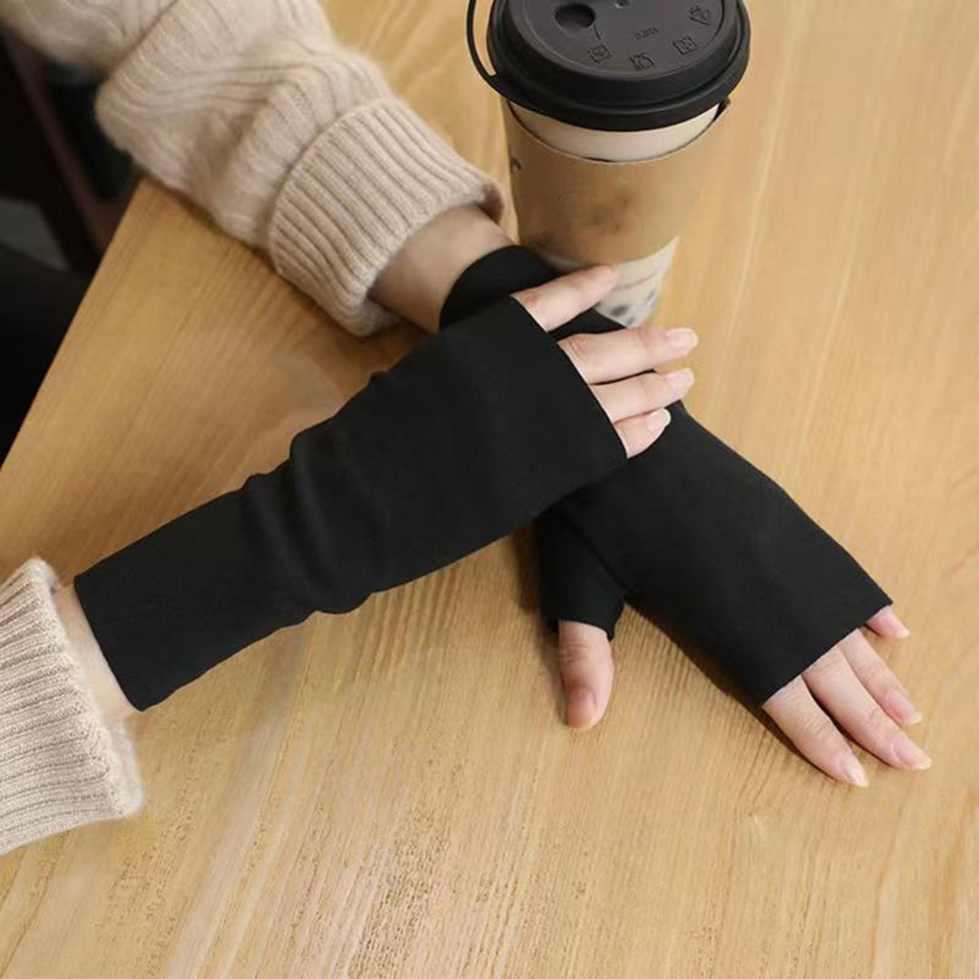 1 Pair Cozy Touch Screen Gloves Warmth Style Autumn Self-heating Half-finger Design Gloves for Winter Gift Image 8